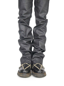 Jeans de Mezclilla para Hombre, Corte Flare, Estilo Hiphop, Cintura Media, Transpirables, Marca Americana de Alta Gama, Algodón Personalizado de Alta Calidad, Color Negro Encerado, 2026 - Product Image 6