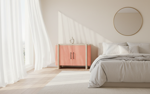 Buffet moderne à 2 portes en chêne massif pour salon - Rangement résistant à l'eau avec design minimaliste - Product Image 4