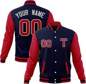 Chaquetas de Béisbol Personalizadas al por Mayor, Uniformes Universitarios de Algodón Premium Bordados con Nombre y Número Impresos Digitalmente, Chaquetas para Hombre - Product Image 1