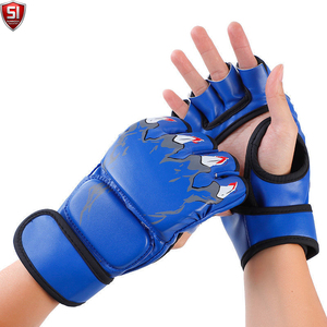 Guantes de MMA SUMROOS Unisex de Medio Dedo, de Cuero PU, con Cordones, para Entrenamiento, Sparring, Boxeo, con Cierre Ajustable de Gancho y Bucle para Artes Marciales - Product Image 4