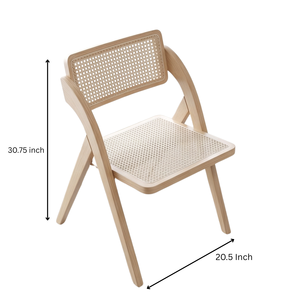 Chaise de salle à manger moderne en bois avec assise et dossier en rotin, design scandinave, pliable, mobilier pour la maison - Product Image 6