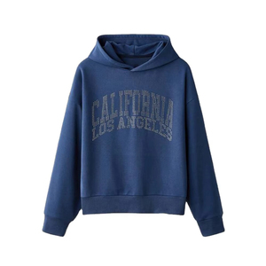 Sweat à capuche épais coupe diamant avec design en cristaux brillants, style streetwear urbain oversize - Product Image 1