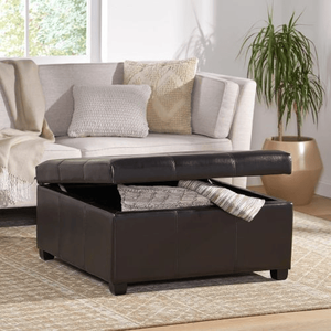 Pouf Contenitore Trapuntato Quadrato Grande da 35 Pollici con Poggiapiedi per Soggiorno, Panca e Arredamento - Product Image 2