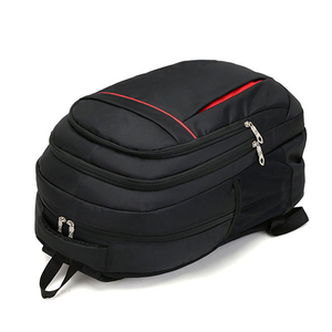 Nylon Backpack With Adjustable Strap Zipper Closure 30-40L Capacity Unisex Casual Daily Use Solid Black Red Trim - Product Image 6