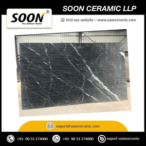 SOON CERAMIC - Grande dalle de marbre calcite noir poli, écologique et moderne, avec des veines blanches, provenant du Rajasthan, pour une utilisation murale et au sol - Product Image 2