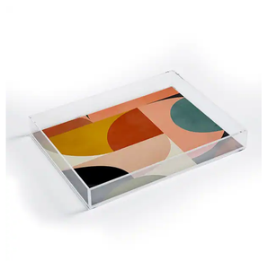 Bandeja de servir acrílica más vendida, organizador de cocina y bandeja para almacenamiento de alimentos, artesanía natural, bandeja de servir rectangular moderna. - Product Image 2