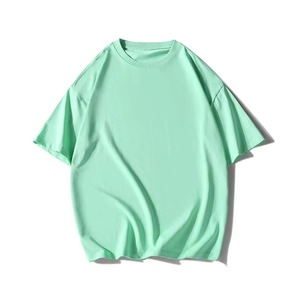 T-shirts pour hommes coupe classique 100% coton toile col rond respirant à manches courtes imprimé sérigraphié couleur unie avec logo frontal délavé - Product Image 3