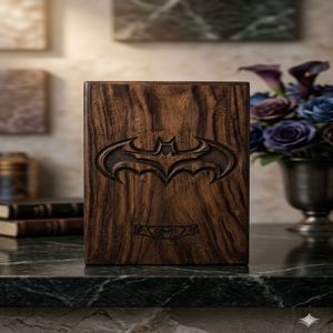 Batman Wooden Cremation Urn Natural Wood Finish Adult <b>Memorial</b> <b>Keepsake</b> <b>Box</b> Customizable Design - Product Image 1