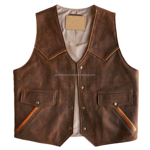 Nueva moda para hombre, chaleco marrón sin mangas, cuero transpirable, ropa exterior informal, decoración con botones, Color personalizado único para invierno - Product Image 2