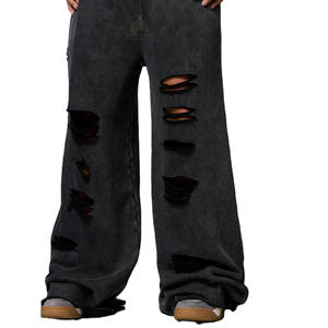 Pantalones Deportivos Personalizados de Felpa de Algodón Orgánico con Lavado Ácido, Estilo Hip Hop, para Gimnasio, con Logotipo Bordado, Ropa Urbana de Invierno - Product Image 4