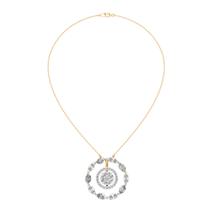 Colgante de Halo de círculo de diamante natural para mujer Plata de Ley 925 redonda y diamantes de corte Marquesa chapado en oro blanco - Product Image 1