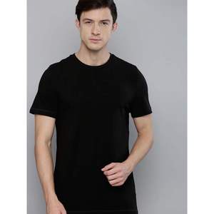 เสื้อยืดคอกลมชายทรงหลวม แขนเสื้อแบบดรอปโชว์เดอร์ ผ้าคอตตอน 100% คุณภาพสูง สีดำ ทรงโอเวอร์ไซส์ สไตล์สตรีทแฟชั่น - Product Image 1