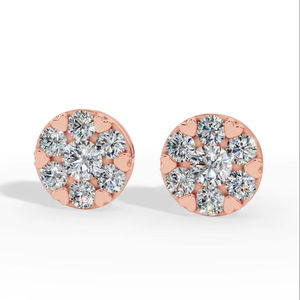 Boucles d'oreilles clous en or 10K avec diamants de laboratoire taille brillant ronde en grappe, monture cœur, bijoux de luxe, fournisseur en gros - Product Image 2