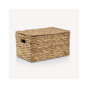 Large Water Hyacinth <b>Laundry</b> <b>Basket</b> With Lid Woven <b>Wicker</b> Clothes Hamper Tall Decorative Dirty Clothing Storage Bin - Product Image 2