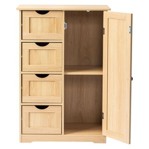 Mobile da Bagno in MDF con 4 Cassetti e 1 Anta, Colore Legno Naturale, Rivestimento in Melamina, 56*30*80cm - Product Image 5