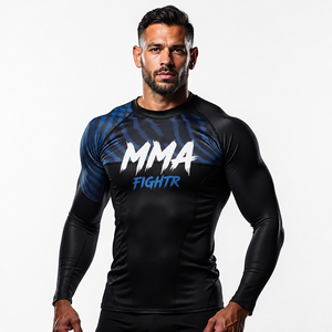 เสื้อรัดกล้ามเนื้อ MMA แบบระบายอากาศได้ดี พรีเมียมสั่งทำพิเศษ สำหรับการฝึกซ้อมแบบ No Gi Grappling, BJJ, ยิวยิตสู แห้งเร็ว เหมาะสำหรับการออกกำลังกาย - Product Image 1