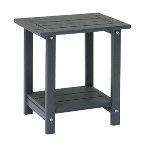Tavolino Laterale Adirondack a 2 Ripiani in HDPE Grigio Scuro Resistente alle Intemperie per Uso in Parchi - Product Image 1