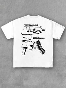 เสื้อยืดโอเวอร์ไซส์สีขาวลายกราฟิก สไตล์สตรีท พิมพ์ลายด้านหน้าและด้านหลัง ผ้าฝ้ายนุ่มสบาย ลำลอง รับผลิตเสื้อผู้ชายแบบ OEM - Product Image 2