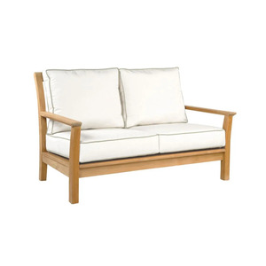 Ensemble de canapés d'extérieur en bois moderne, deux places, écologique, durable, avec coussin blanc, pour appartement, villa, hôtel, jardin, terrasse - Product Image 4