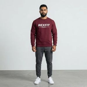 Sweat-shirt unisexe en molleton de coton vierge en gros, personnalisable avec logo imprimé, basique, en mélange de coton uni, col rond, pour hommes - Product Image 1