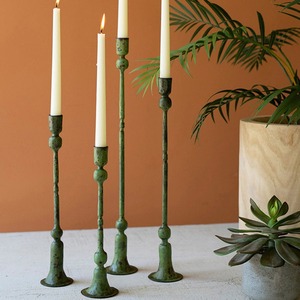 Indian antique <b>candle</b> holder Wedding decoration <b>candle</b> setAntique Green Metal Taper <b>Candle</b> Holders <b>Set</b> of Four for Home - Product Image 1