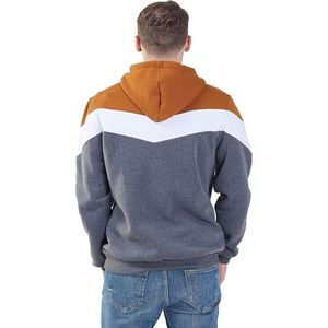 Sudadera con Capucha para Hombre, Diseño de Bloques de Tres Colores (Marrón, Gris, Blanco), Estilo Casual para Invierno, Tela Suave, Uso Diario - Product Image 2