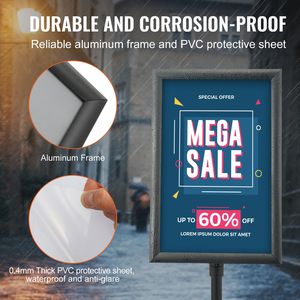 Porta Cartelli su Piedistallo Resistente 11 X 17 Pollici, Supporto per Poster Regolabile Verticale e Orizzontale, Trattamento Superficiale Lucido per Formato A4 - Product Image 5