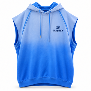 Hoodie sans manches unisexe surdimensionné personnalisé, bleu ombré, en molleton français, pour la gym et le streetwear, pull-over, fabricant OEM, marque privée - Product Image 1