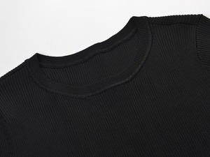 2026 Summer Eco-Friendly Logo Print Petal Hem Loose Fit Knit T-shirt <b>Top</b> Daily Casual Outfit for Fashion Women - Product Image 6