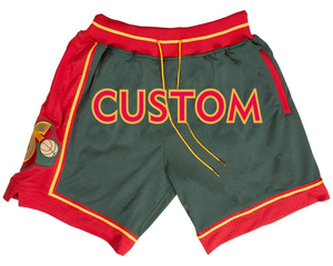 Pantalones Cortos de Baloncesto Personalizados para Hombre, Rojo, Verde, Amarillo, con Cordón, Malla Deportiva, Transpirable, de Secado Rápido, Impresión por Sublimación, 100% Poliéster - Product Image 2