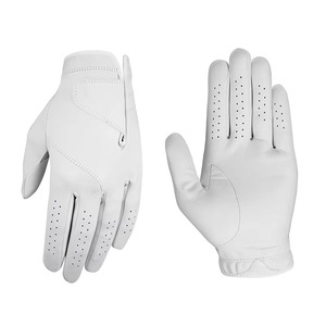 Gants de golf personnalisés en cuir véritable de qualité supérieure, blancs, pour adultes, respirants, durables, anti-humidité, antidérapants - Product Image 1