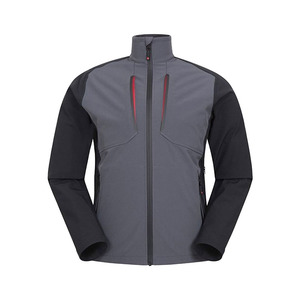 Men's Windproof Fleece Jacket Solid Color Block Zipper Closure Stand Collar Sporty Outdoor Training Top Autumn Wear - Product Image 1