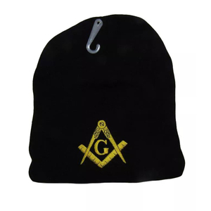 8" Black Masonic Beanie Cap With Starburst Freemason <b>Winter</b> Cap 2026 High Quality Wholesale Customized Knitted Beanies - Product Image 1