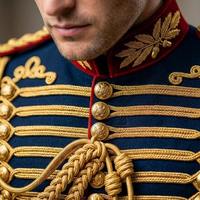 Veste militaire traditionnelle de style hussard 100% coton pas chère pour hommes, idéale pour les reconstitutions historiques et les événements