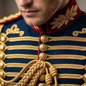 Veste militaire traditionnelle de style hussard 100% coton pas chère pour hommes, idéale pour les reconstitutions historiques et les événements - Product Image 5