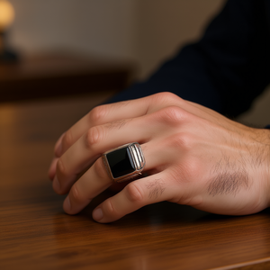 แหวนออนิกซ์สีดำสำหรับผู้ชาย น้ำหนัก 4.8 กรัม - Product Image 3