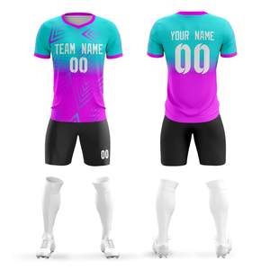 Maillot de football col en V pour adultes et jeunes, kit de maillot de football avec impression sublimée dégradée, polyester respirant, uniforme de football unisexe pour adultes - Product Image 1