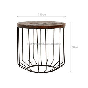 Mesa de Centro Moderna para Sala de Estar con Base de Metal y Tapa de Madera Sólida Industrial, Modelo 002 de GROWTH WORLD EXPORT - Product Image 4