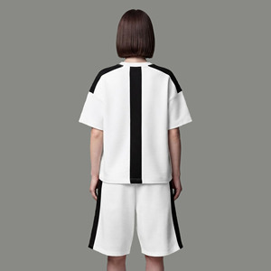 Hot Selling article 100% cotton 2-Piece oversized Women's t-shirt & short <b>set</b> Summer wear High-Quality 2 tone women's short <b>Set</b> - Product Image 6