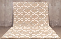 Alfombra Kilim de Yute Tejida a Mano, Moderna y Ecológica, Color Marrón Natural, Patrón Abstracto Blanco, Antideslizante, Apta para Mascotas, Antibacteriana
