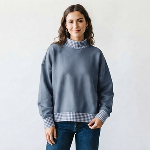 Top Oversize de Cuello Alto para Mujer, Prenda Urbana Minimalista para Venta al Por Mayor, Tejido Suave de Felpa - Product Image 1