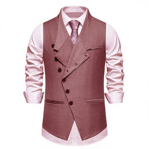 Chaleco Formal Europeo para Hombre, Primavera 2024, Cierre de un Botón, Corte Diagonal, Impermeable y Transpirable, para Bodas y Fiestas - Product Image 4