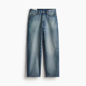 Trendy Winter Knitted Men Denim <b>Jeans</b> Cotton Breathable Washed Straight Solid Color <b>Elastic</b> <b>Waist</b> Custom OEM Service - Product Image 6