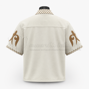 Camisa de Manga Corta para Hombre con Cierre, Cuello Mao, Estampado Geométrico, Informal, de Verano, de Algodón Popelina, Transpirable, con Cierre Completo - Product Image 2