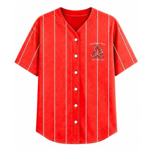 Delta |   Sigma |   Camiseta de béisbol a rayas rojas para mujer de Theta Sorority, camiseta informal con botones y manga corta, camiseta de moda para mujer - Product Image 6