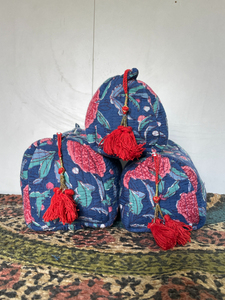 Set de Bolsas de Maquillaje Acolchadas de Algodón: Accesorios de Viaje con Estampado de Bloques - Product Image 6