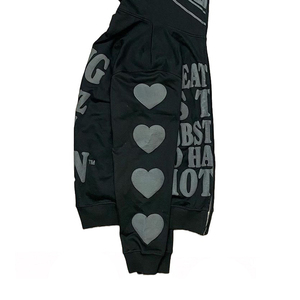Sweat à capuche zippé Tech Club pour homme, coupe oversize, noir et gris, motif cœur, streetwear, respirant, tricoté, style automne - Product Image 4