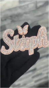 Colgante de moissanita estilo hip hop con nombre personalizado, letra VVS, joyería de diamantes con incrustaciones de moissanita, colgante de moissanita de plata 925 - Product Image 3