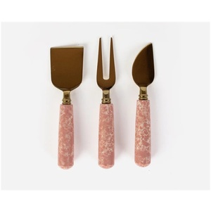 High Quality Kitchenware <b>Cheese</b> <b>Knife</b> <b>Set</b> Stainless Steel Silver <b>Cheese</b> <b>Knives</b> <b>Set</b> 3 Pieces with Stone Handle Fork Heart <b>Knife</b> - Product Image 1