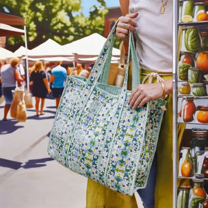 Cotton floral Block Print shoulder bag Tote Bag Women Eco-Friendly Reusable Shopping Travel Beach multiple Utility handmade bag - Product Image 3